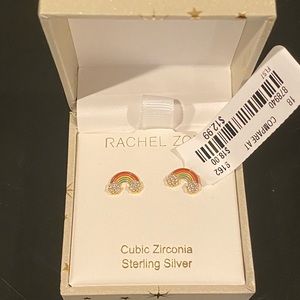 Dainty rainbow earrings with sparkles in clouds
